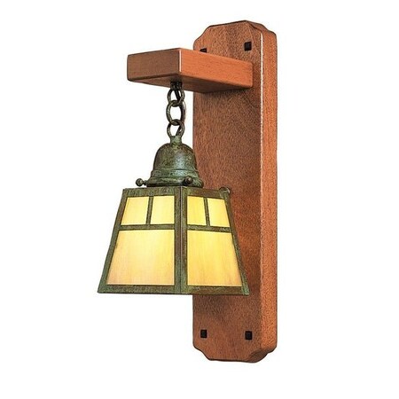 Arroyo Craftsman A-Line Mahogany Wood Sconce Without Overlay (Empty), Antique Brass, Clear Seedy Glass AWS-1ECS-AB